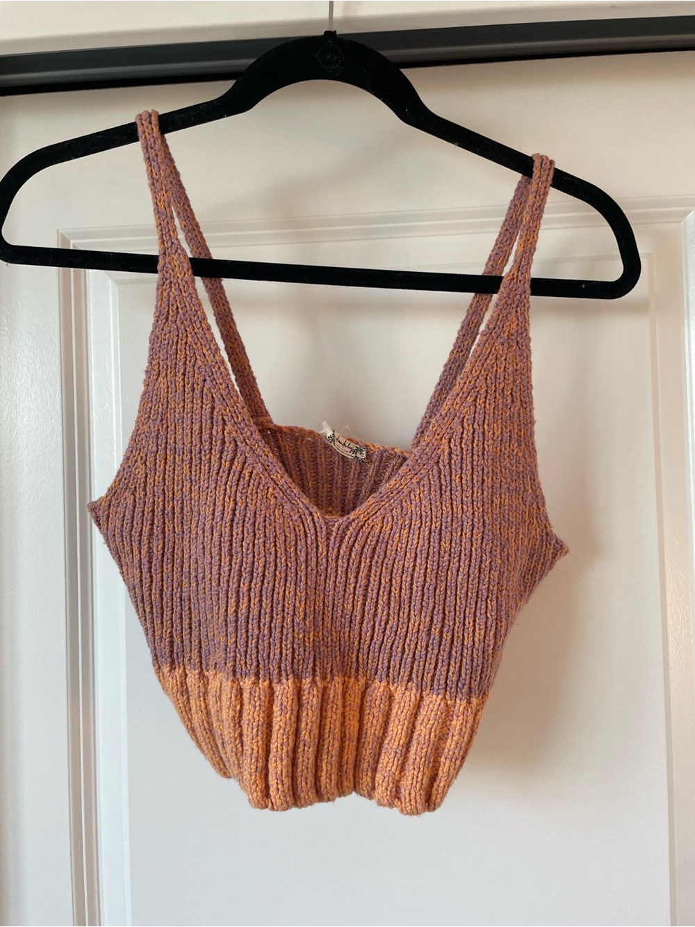 LAST CHANCE‼️ Free People Ribbed V-Neck Cropped Brami in Mauve and Peach - Picture 2 of 5